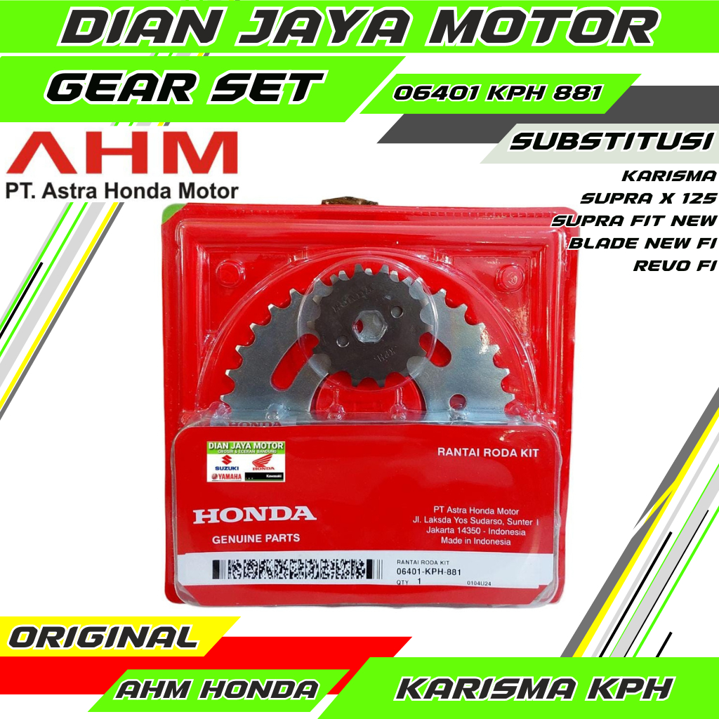 Girset Honda Supra X125 6401-KPH-881 Original AHM KARISMA GEARSET GIR SET HONDA KPH STD SUPRA X125 S
