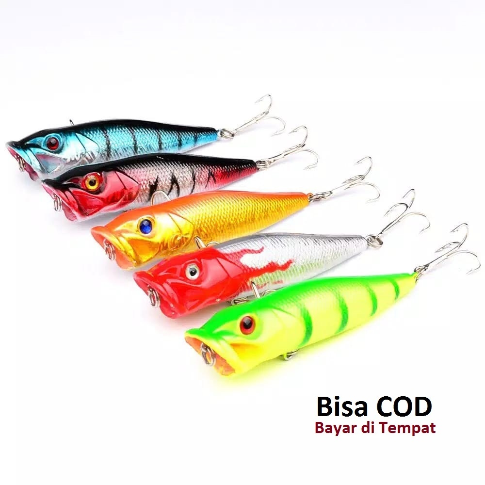 Lure Popper 9cm/12.5gr Umpan Pancing Ikan Minnow Popper Top Water Fishing Lure Treble Kail