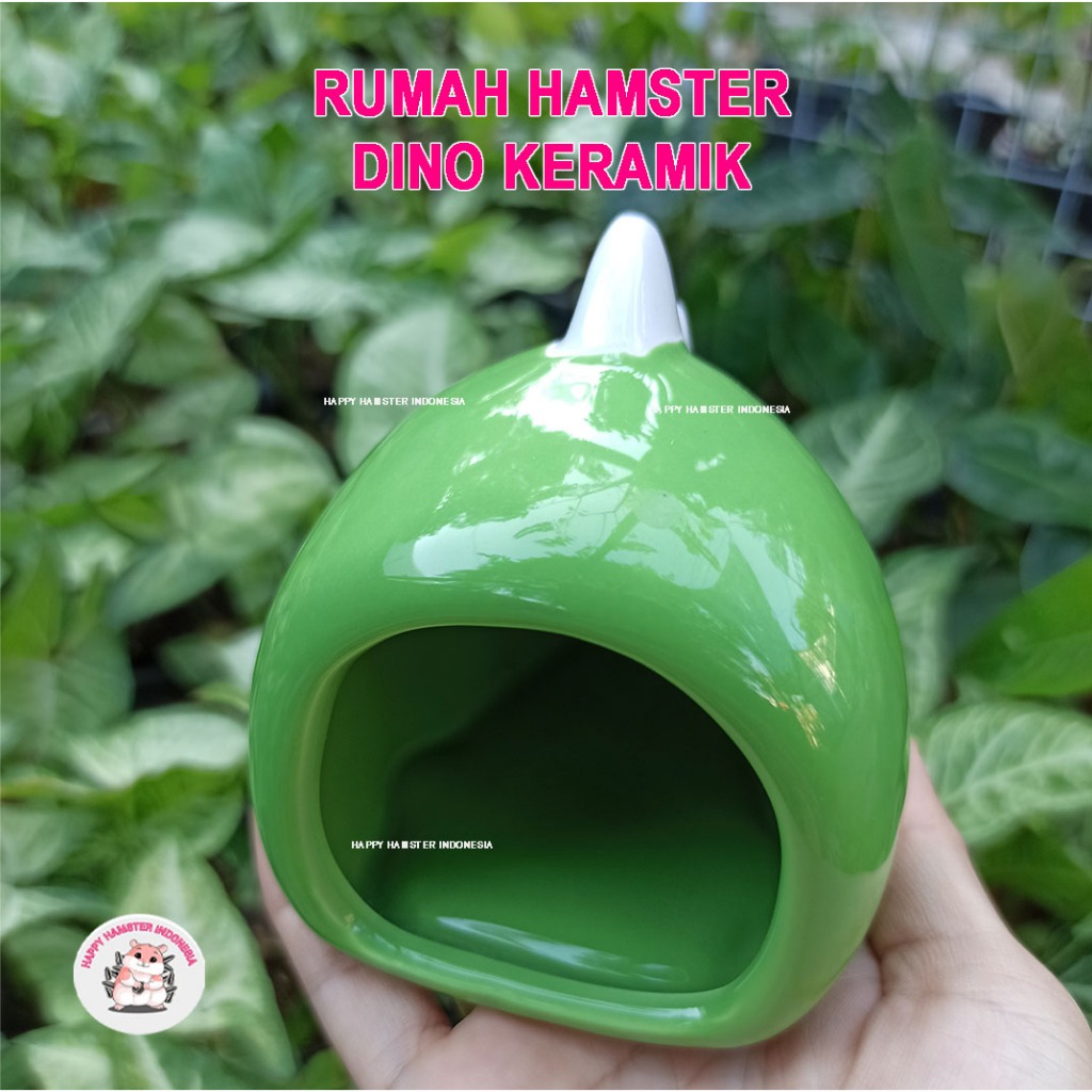 [Happy hamster] Rumah hamster keramik  dino hijau | Hamster hideout | hamster house keramik
