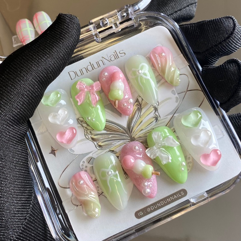 [ BACA SLIDE FOTO! ] S15 Mitsuri Kanroji nails | *FREE BOX Anime nails | demon slayer nails