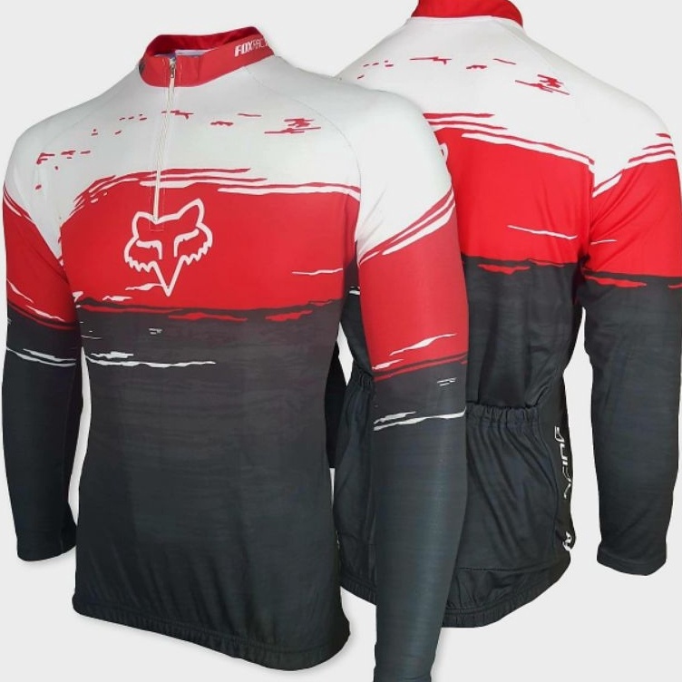 Segera Serbu  baju sepeda lengan panjang cewek cowok pria wanita unisex balap roadbike jersey putih 