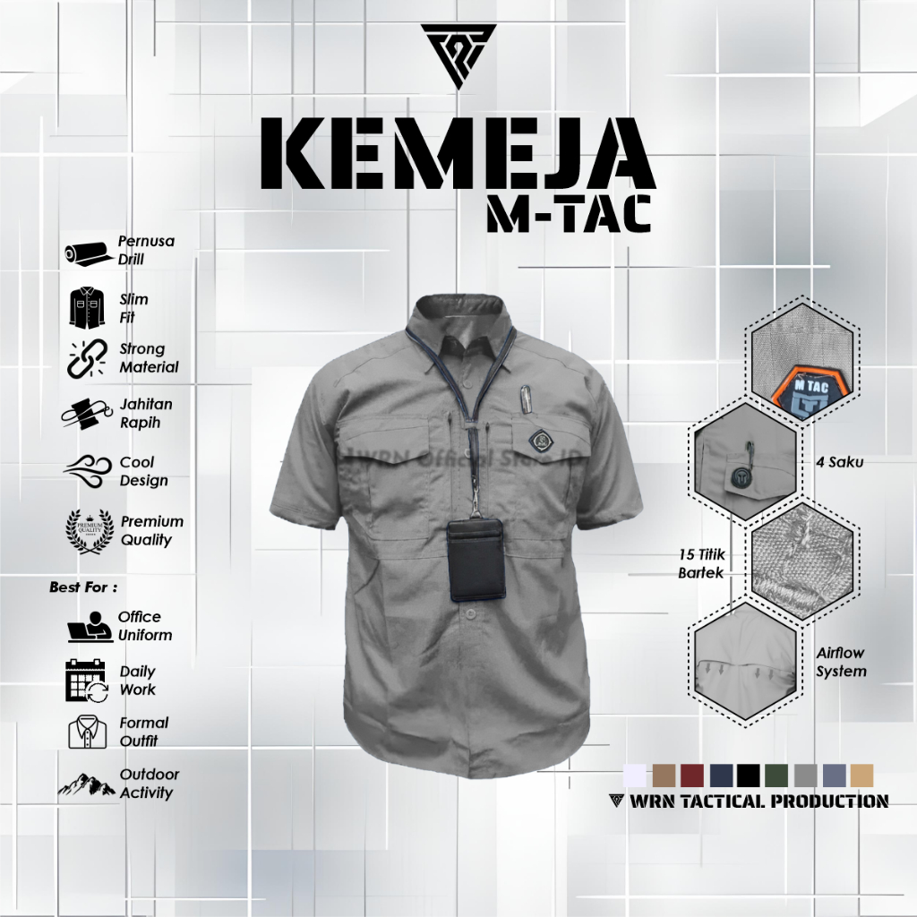 WRNTAC.ID - Kemeja Tactical M-Tac Lengan Pendek Slimfit Premium Ripstop Pernusa Drill High Quality B
