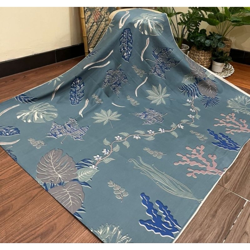 TERMURAH KAIN BATIK SOLO ECOPRINT DAUN HIJAU C217
