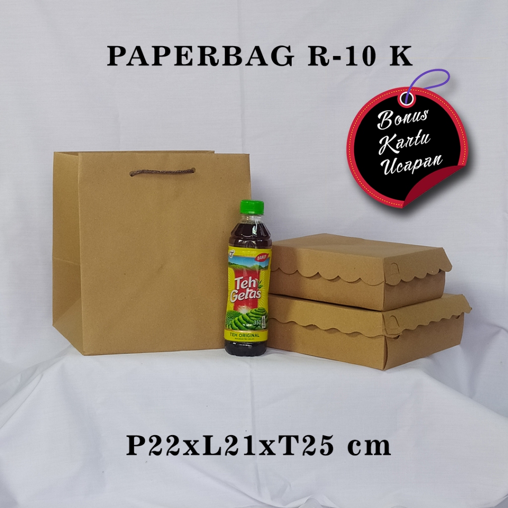 

PAPERBAG BONUS KARTU UCAPAN UKURAN R-10 K (P22 X L21 X T25 CM) WARNA COKELAT POLOS