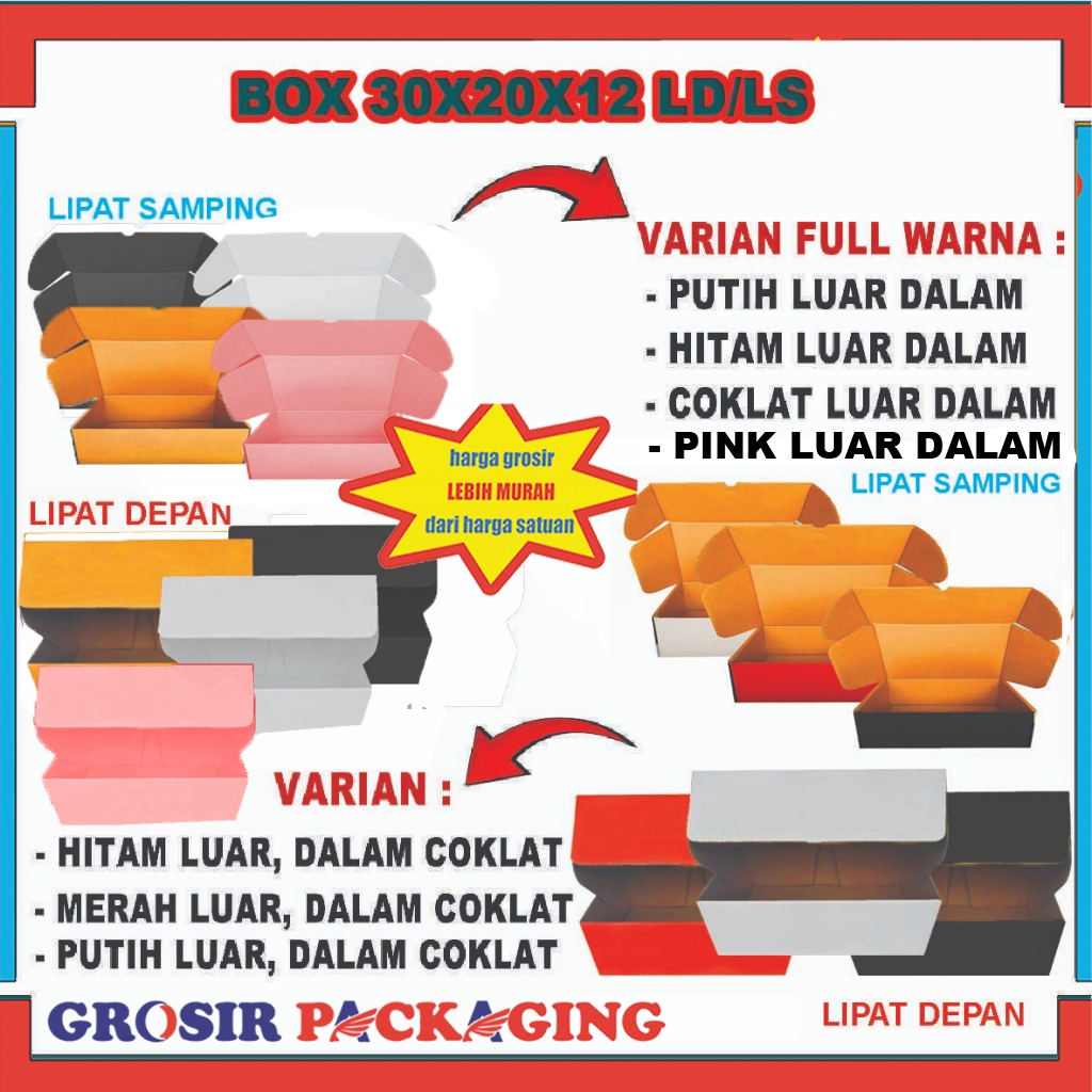 

Box 30x20x12cm ISI 100PCS/Box Sepatu/Kardus/Polos/Karton