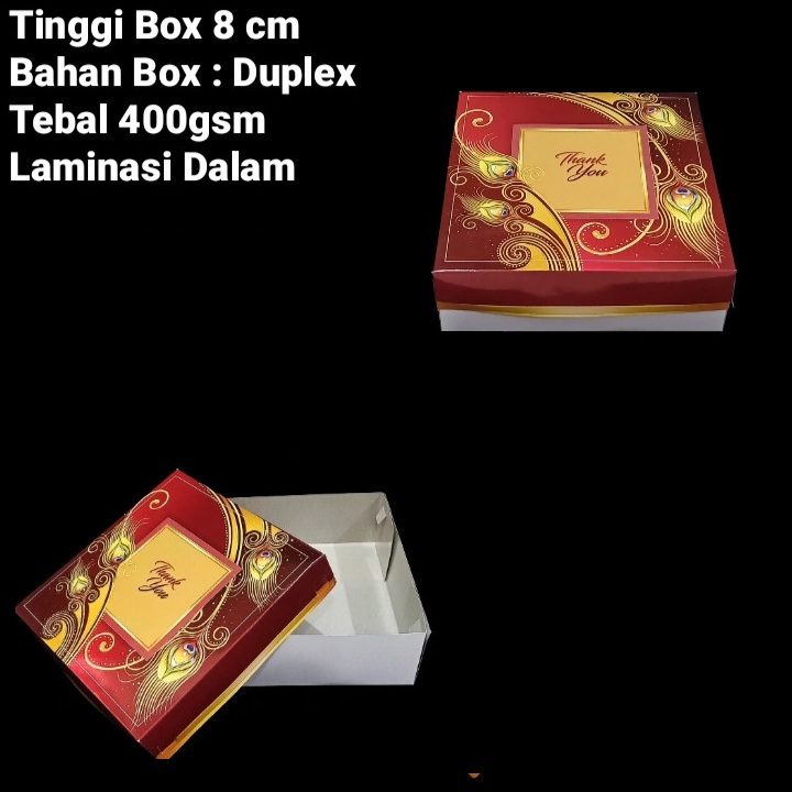 

(10pcs) Box Jendela Mika Kemasan Kue Bolu Puding Dus Hampers Motif Merah Thank You Polos 25x25x8cm