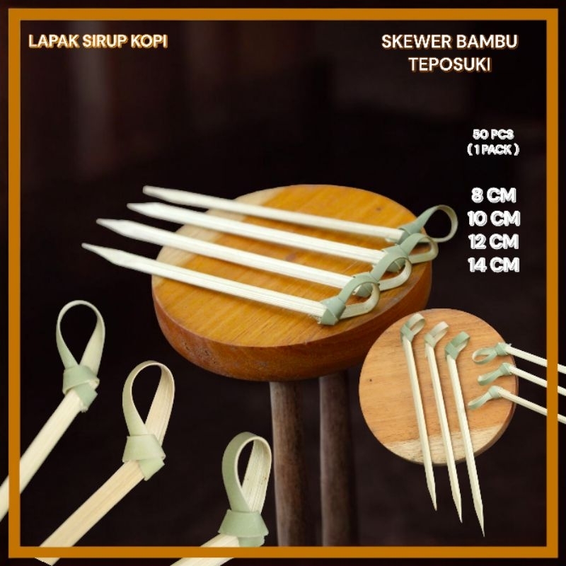 (50 PCS)Skewer bambu teposuki simpul B / Tusuk buah / skewer cocktail / tusuk garnish /tusuk pita ba
