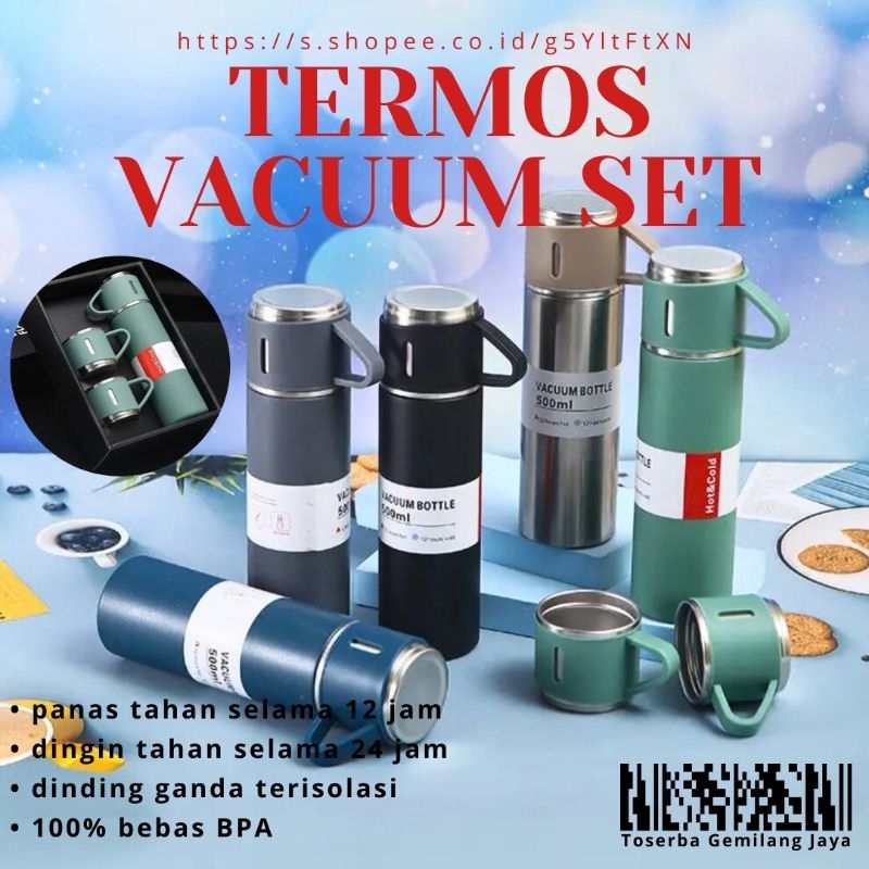 Toserba Gemilang Jaya _ Termos Vacuum Set Termos Stainless Vacuum
