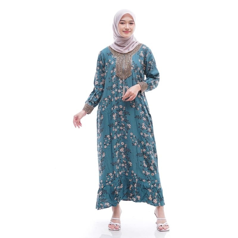 Gamis Sofie Renda Sultan Rayon Tebal Wanita Adem Nyaman ld 110 pb 135 Bunga Dewasa Muslim Panjang Re