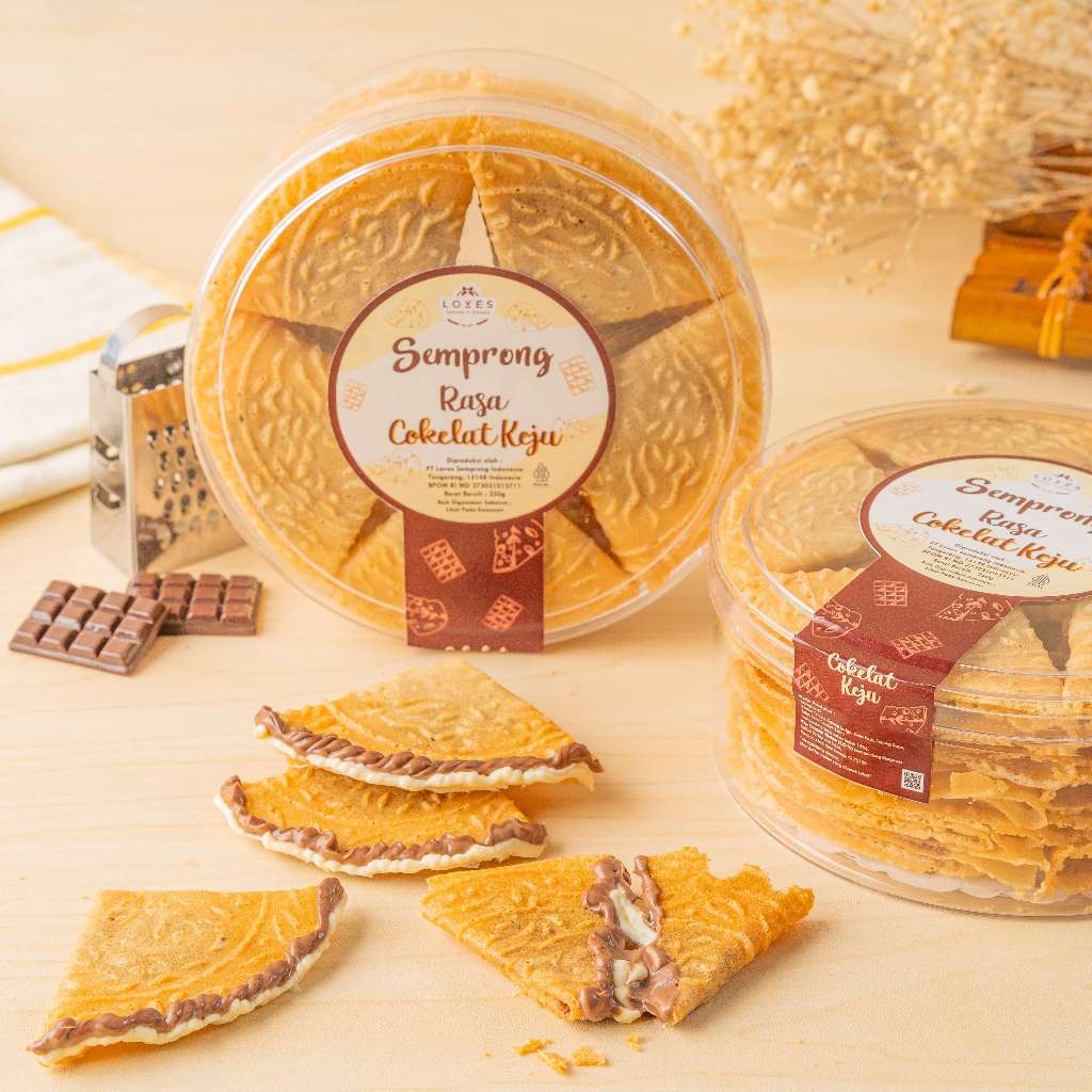 

Kue Kering Cemilan Enak Kue Manis Semprong Premium isi Cokelat Keju - Loves Semprong
