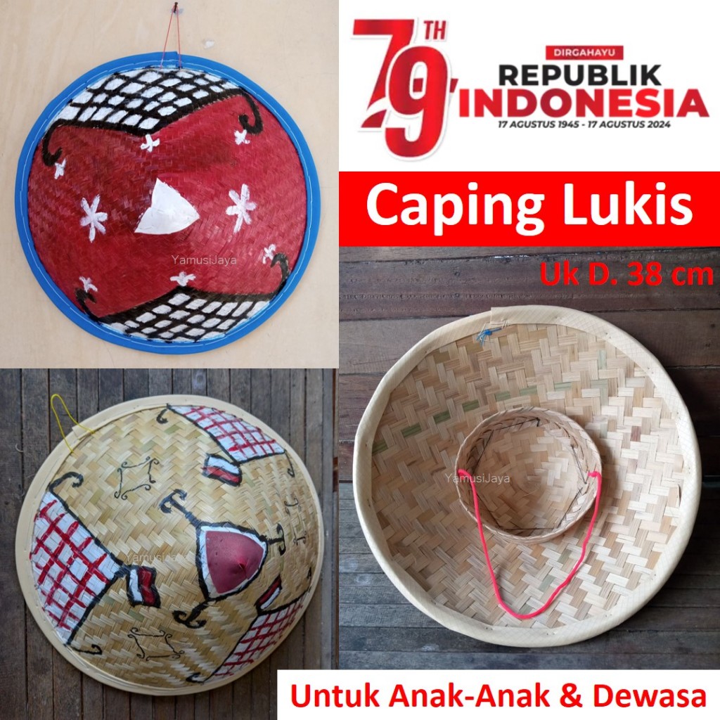 #COD Caping Petani HUT-RI, Topi Caping Lukis, Caping Bambu untuk Karnaval