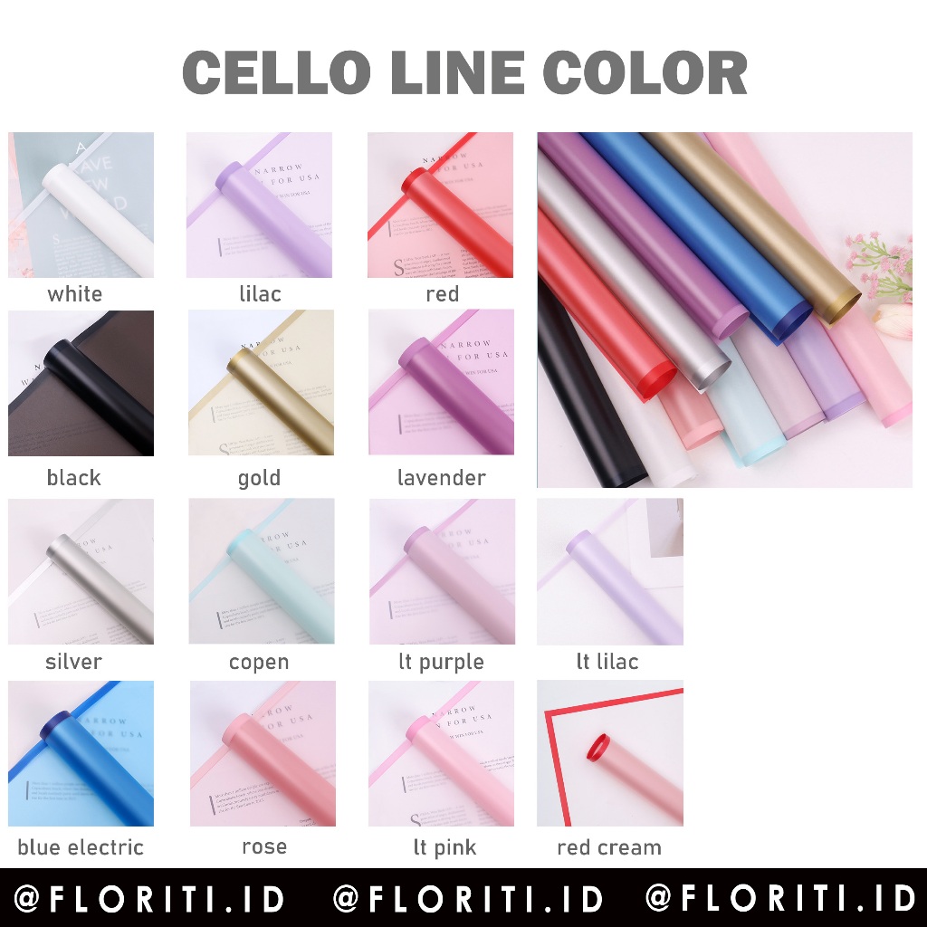 

(20 Lembar) Kertas Buket Cellophane Line Color Flower Wrapping