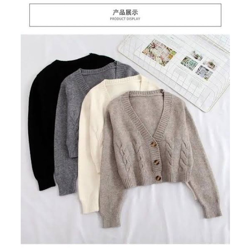 baju rajut crop lengan panjang