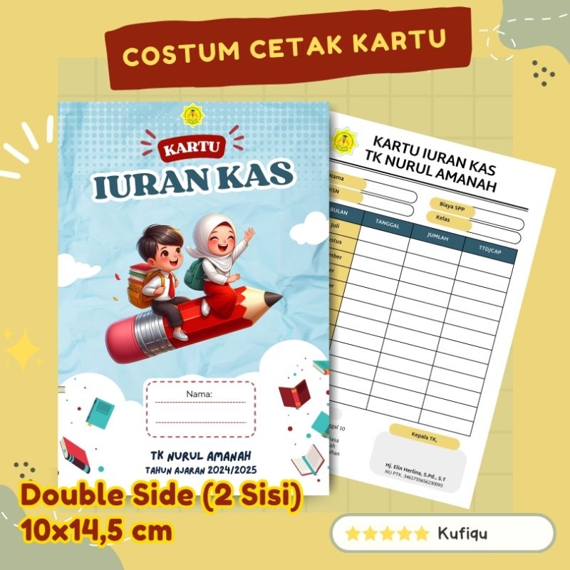 

kartu IURAN KAS Kartu SPP Kualitas Premium FULL COLOR