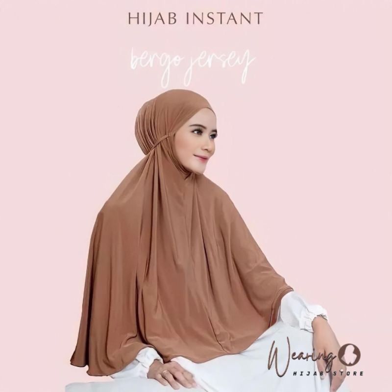 BERGO INSTAN HAMIDAH TALI NON PED XL JERSEY / JILBAB PINGUIN NON PET TALI JUMBO / KERUDUNG DAILY TAN