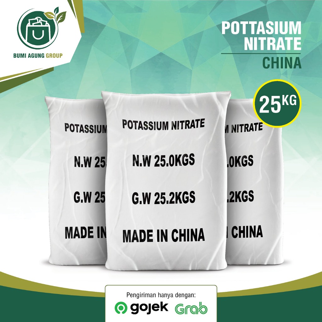 PUPUK KALIUM NITRAT / POTASIUM NITRATE / KNO3 MURNI ASLI 25KG 1 sak 1karung