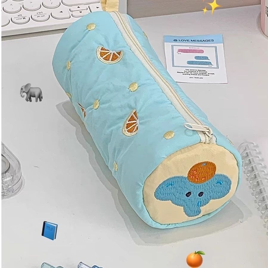 

Dumbo Blue Pen Bag Cute Stationery Box Storage Bag Portable Large Capacity Stationery Bag Student Style