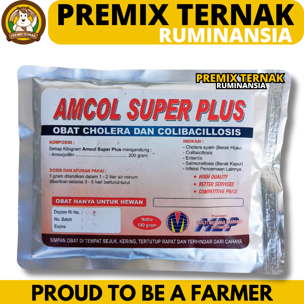 AMCOL SUPER PLUS 100 GRAM M2P - Obat Pilek Ngorok Snot Colibacillosis Unggas Pulorum Korisa