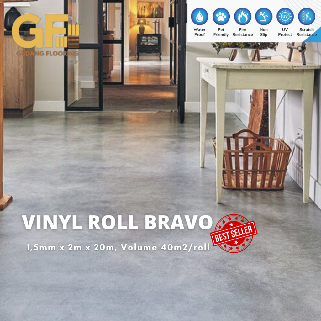 Vinyl Lantai Roll Bravo Berkualitas Tebal 1,5 mm