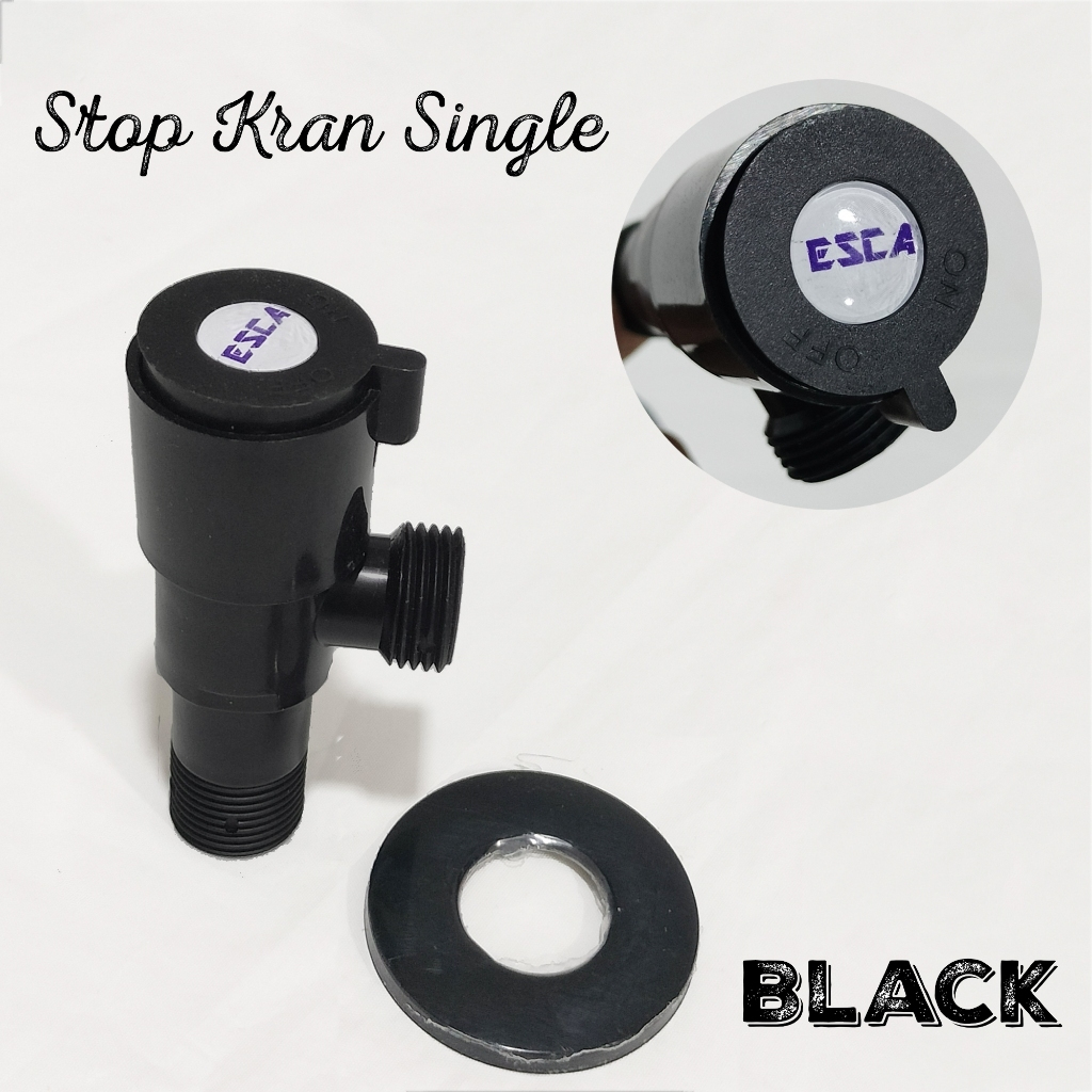 (KIM) Stop Kran Shower Single T Kran Cabang Single Esca 73 Hitam