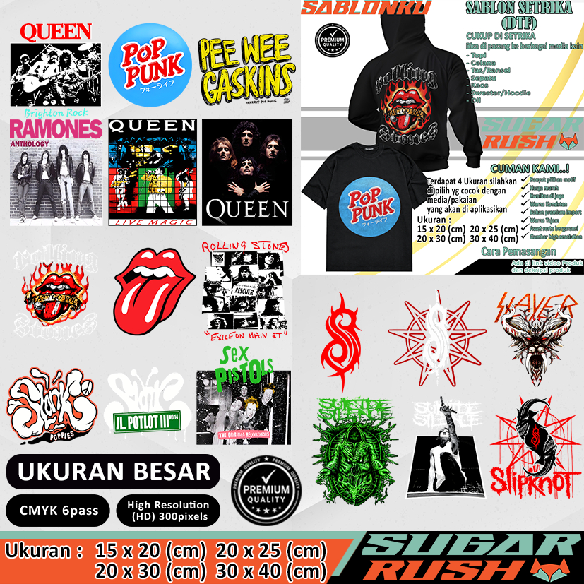 Sablon kaos DTF setrika band metal part 27 sablon dtf satuan kaos