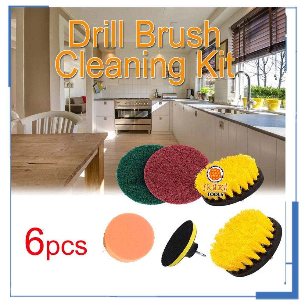 Sikat Bor Pembersih Karpet Kasur Sofa Kepala Sikat Bor Mata Bor Sikat Pembersih Komplit 6 Pcs
