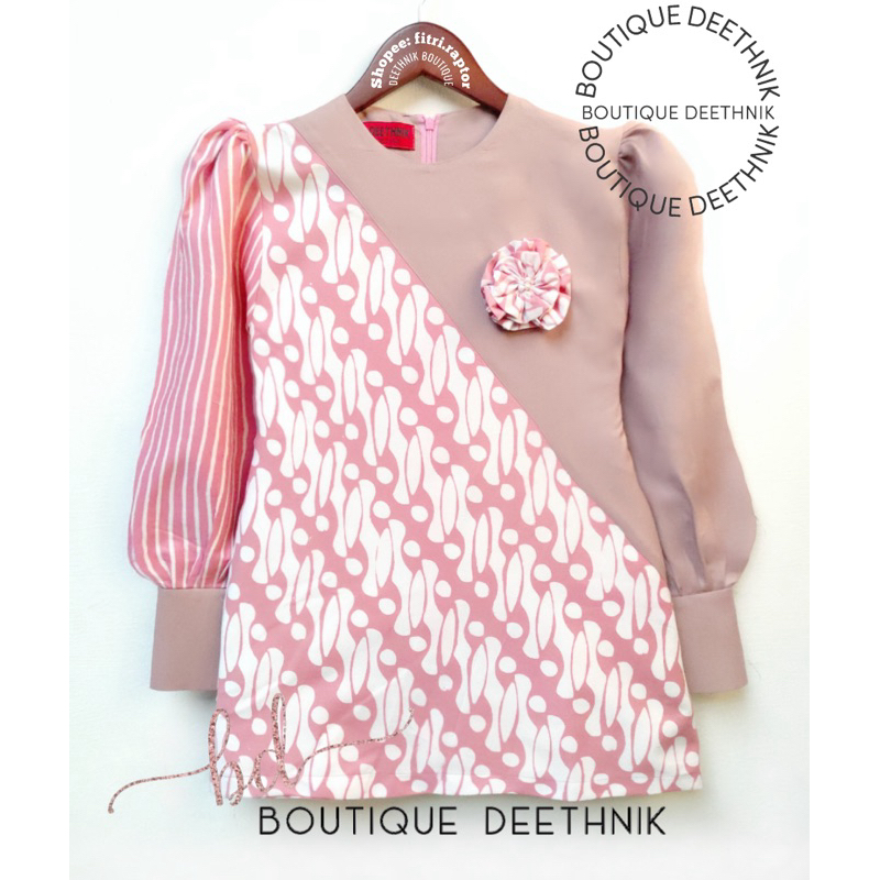 blus batik warna dusty pink mix katun