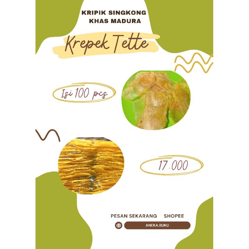 

Krepek Tette Khas Madura (Olahan kripik dari singkong) isi 100 pcs