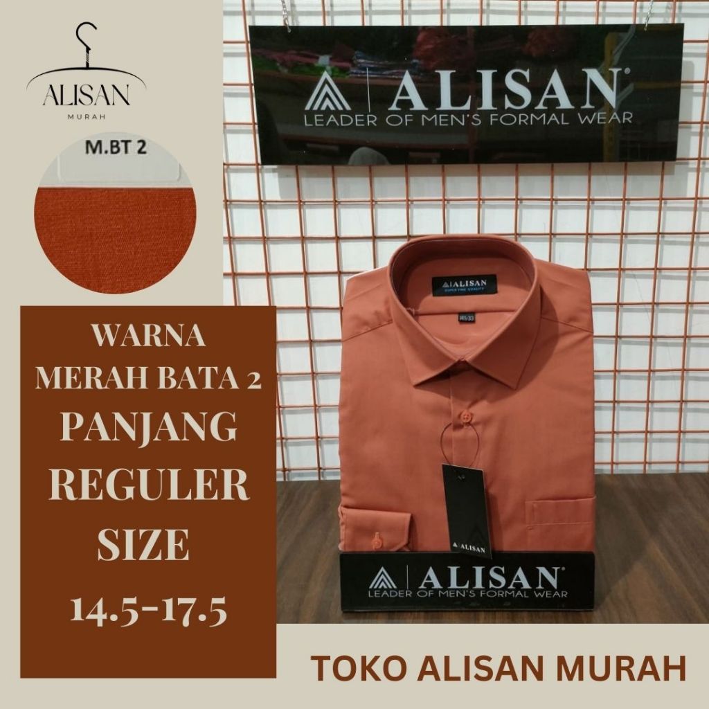 Kemeja Pria Alisan Lengan Panjang Reguler Fit Warna MERAH BATA 2
