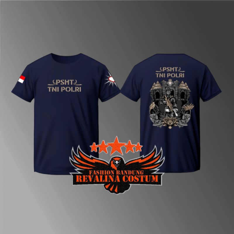 KAOS PSHT TNI POLRI / PENCAK SILAT INDONESIA / LENGAN PANJANG / LENGAN PENDEK WARNA NAVY