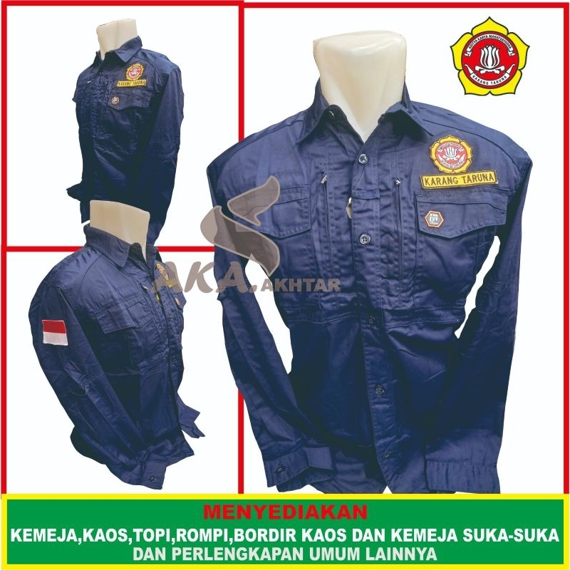 KEMEJA KARANG TARUNA MODEL LAPANGAN KEMEJA KARANG TARUNA BIRU DONGKER KEMEJA KARANG TARUNA PUTIH LEN