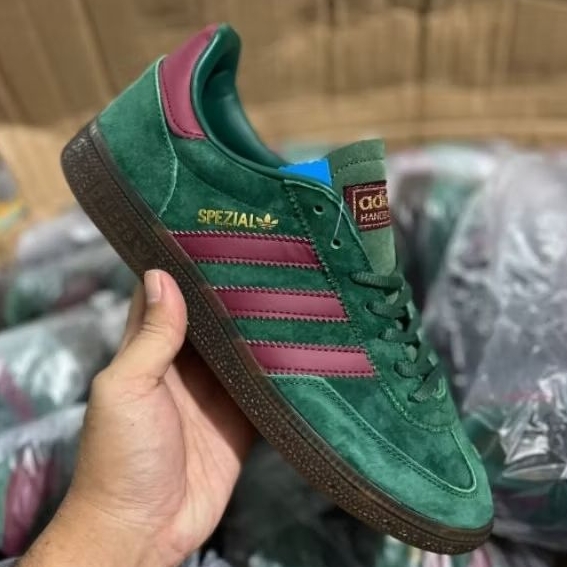 Sepatu Sneakers Pria Viral Adidas Handball Spezial Green Burgundy Kualitas Original Premium Import