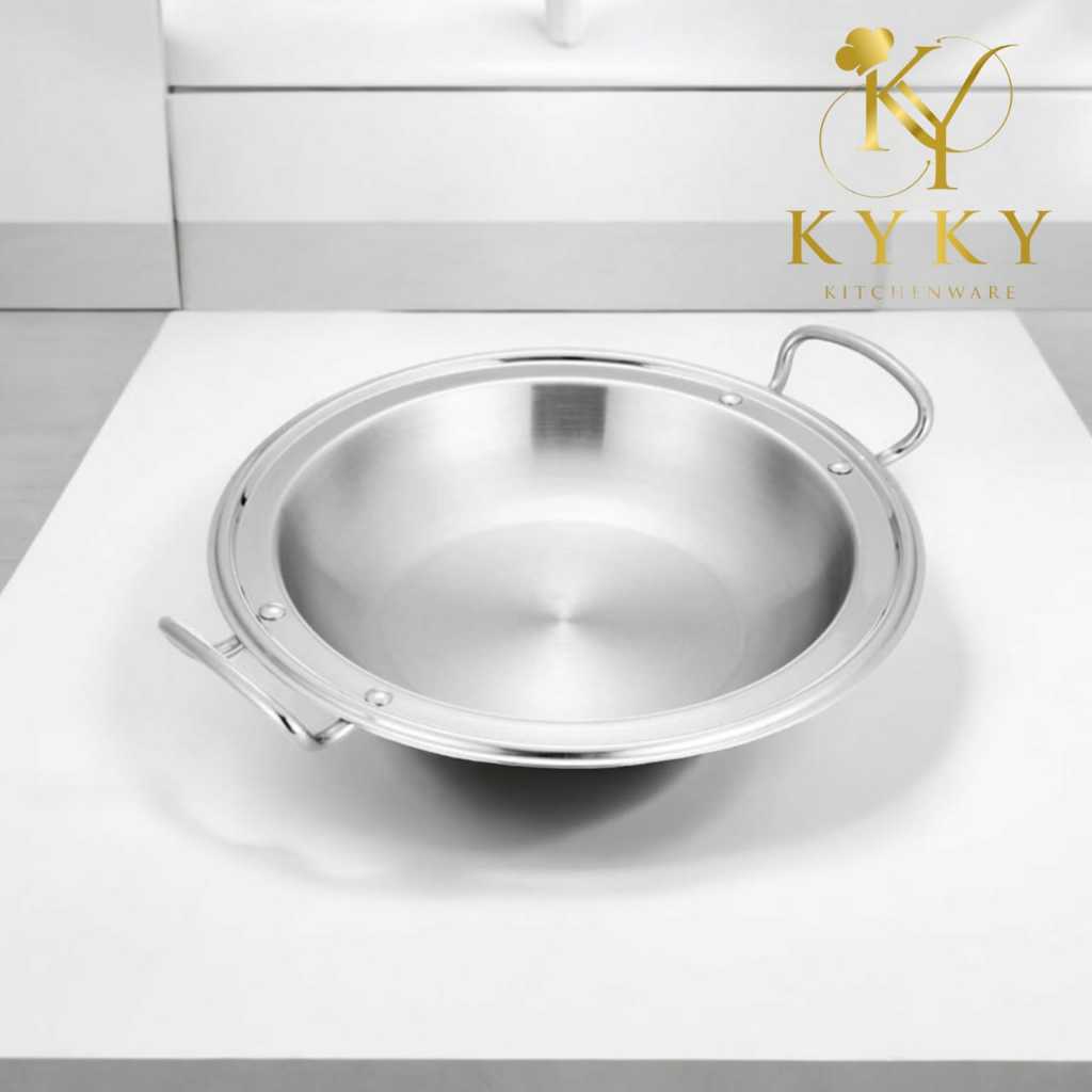 Korean Army Stew Budae Jjigae Tapered Casserole Sauce Pan Low Pot 2 Handle Dry Pan Griddle