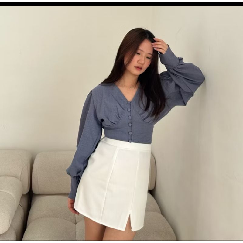 Atasan Kantor Wanita Kasual / Blouse Elegan Korea / Blouse Vintage