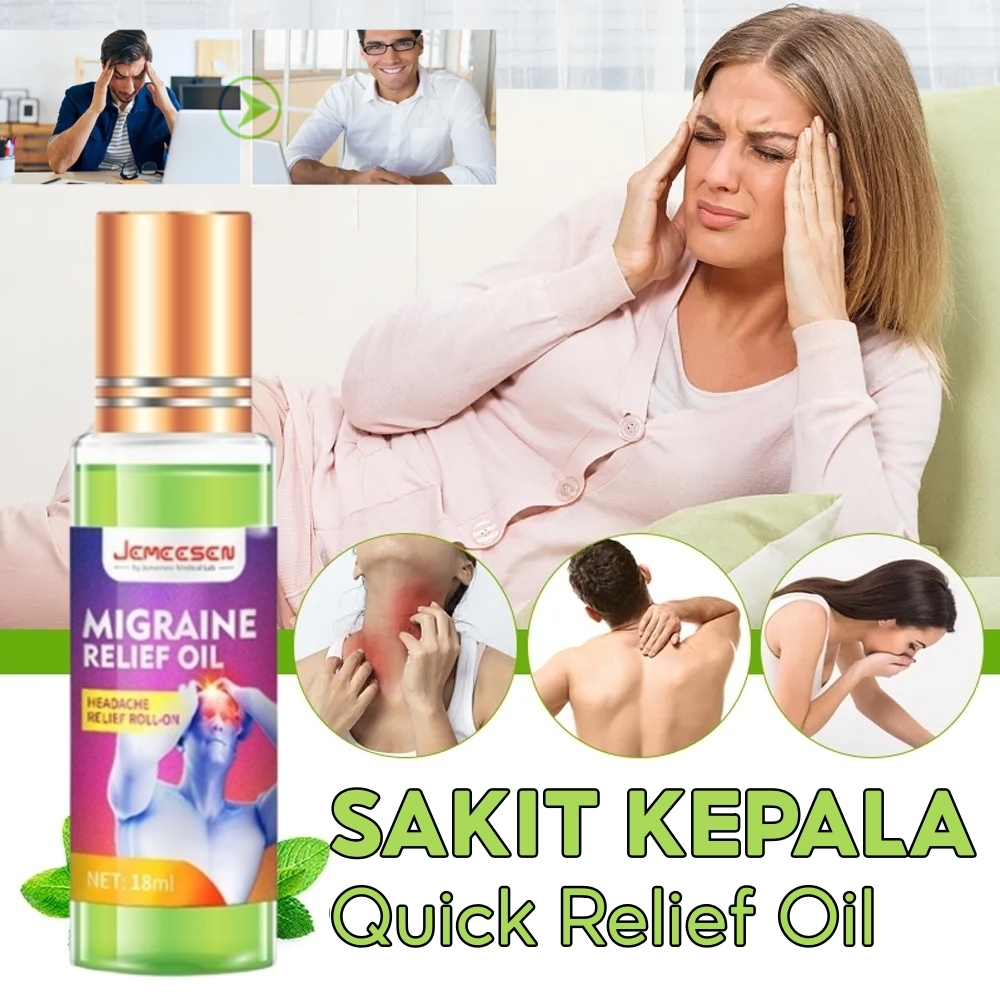 Jemeesen Obat Sakit Kepala Obat Vertigo Migrain Ampuh Herbal Obat Migren Minyak Roll-On Headache Ess