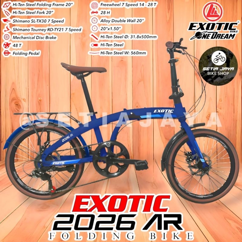 Sepeda Lipat 20 Inch EXOTIC 2026 AR Steel 7 Speed Rem Cakram Folding Bike New