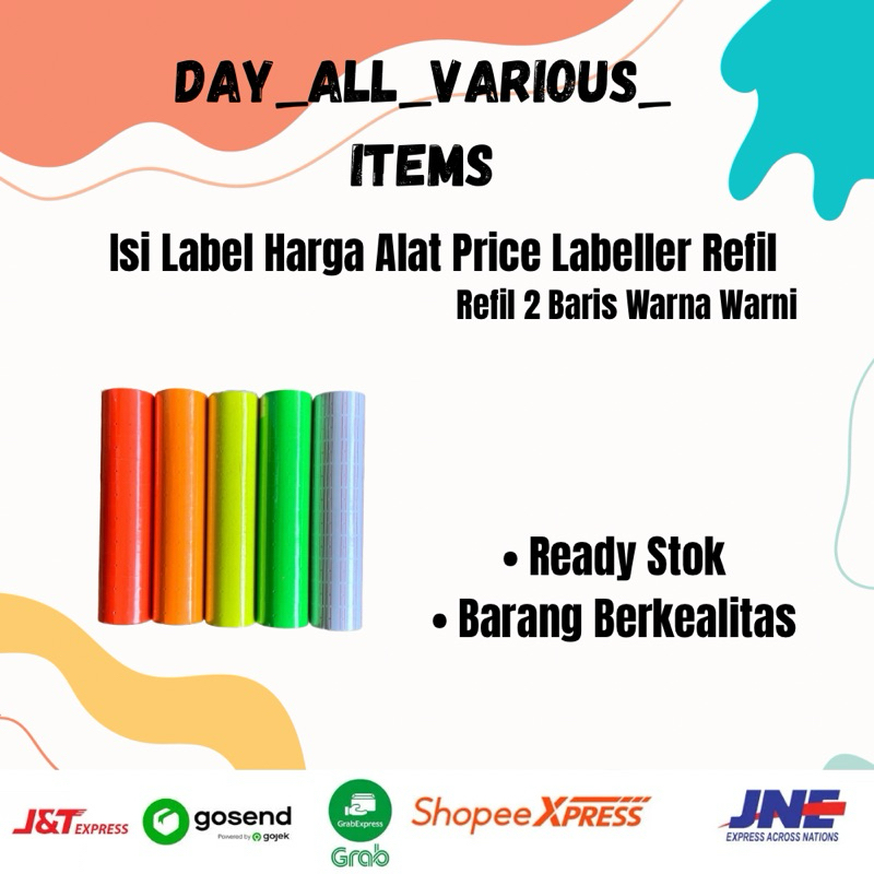 

Isi Label Harga Alat Price Labeller Refill 2 Baris Warna Warni