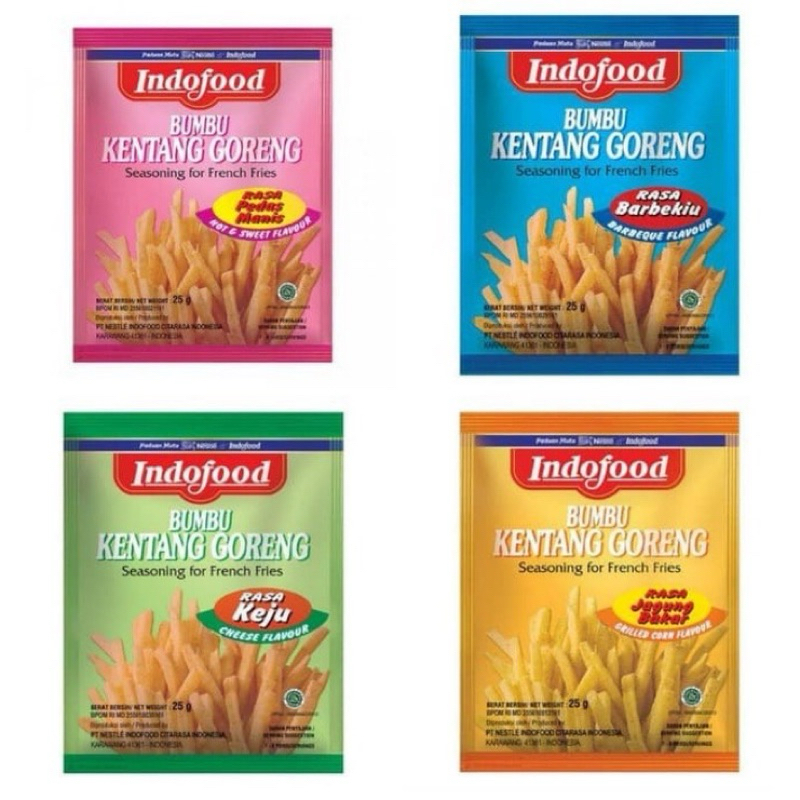 

Bumbu Kentang Goreng Indofood 25 Gram Rasa Barbeque Jagung Bakar Keju Pedas Manis Barbekiu French Fries Seasoning