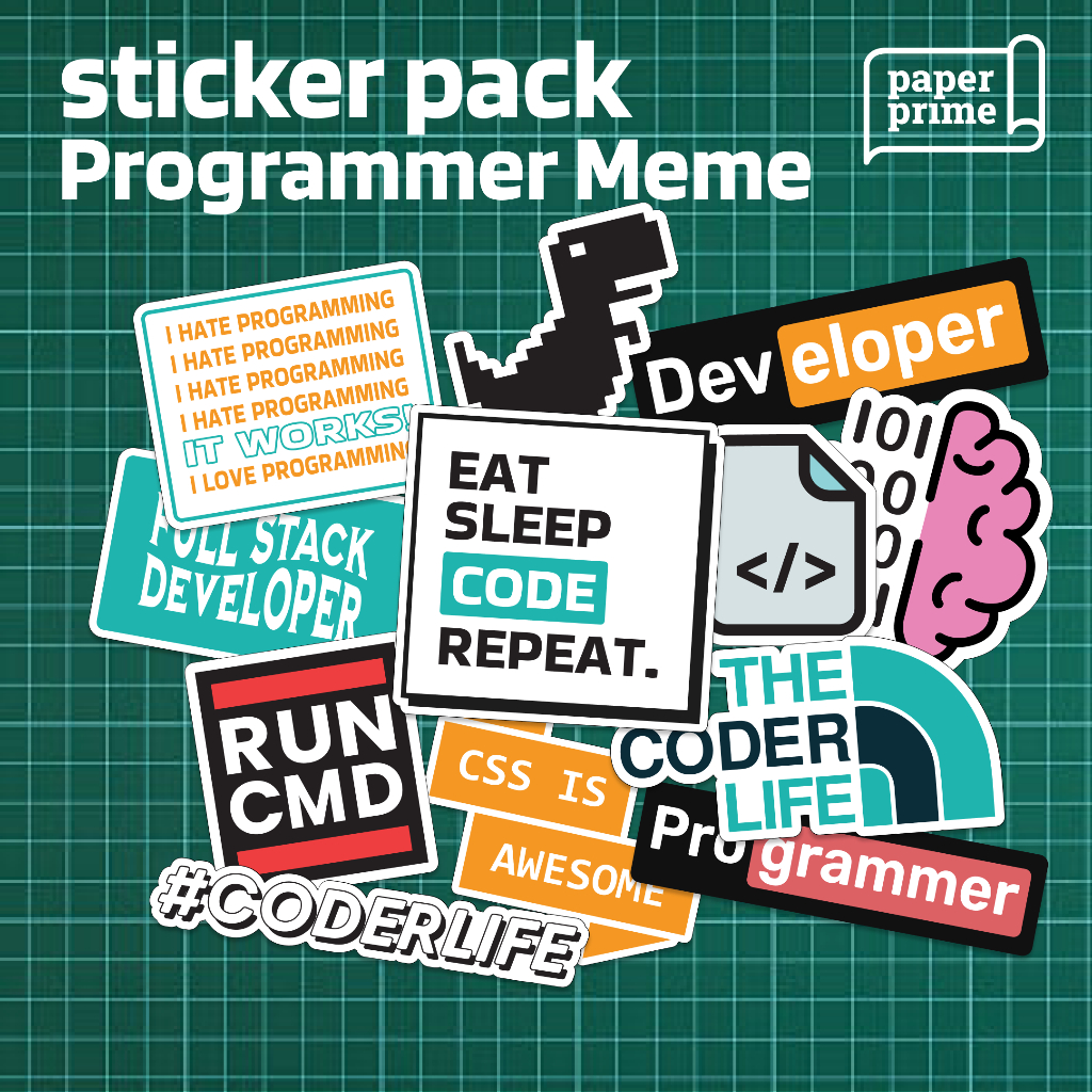 

Sticker Pack Parody Programmer Meme Waterproof | Stiker Lucu Dekorasi Laptop, Casing Hp, Helm, Motor
