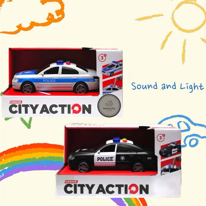 Cruzer 1:32 City Action Friction Police Car - Hitam Silver