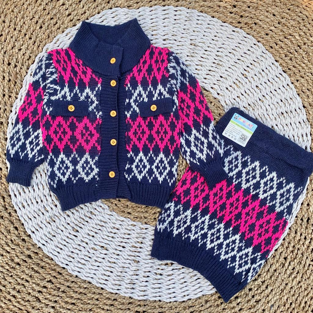 Setelan Rok Bayi Baru Lahir Setelan Rajut Anak Perempuan Setelan Rok Sweater Rajut Anak 3-12 Bulan D