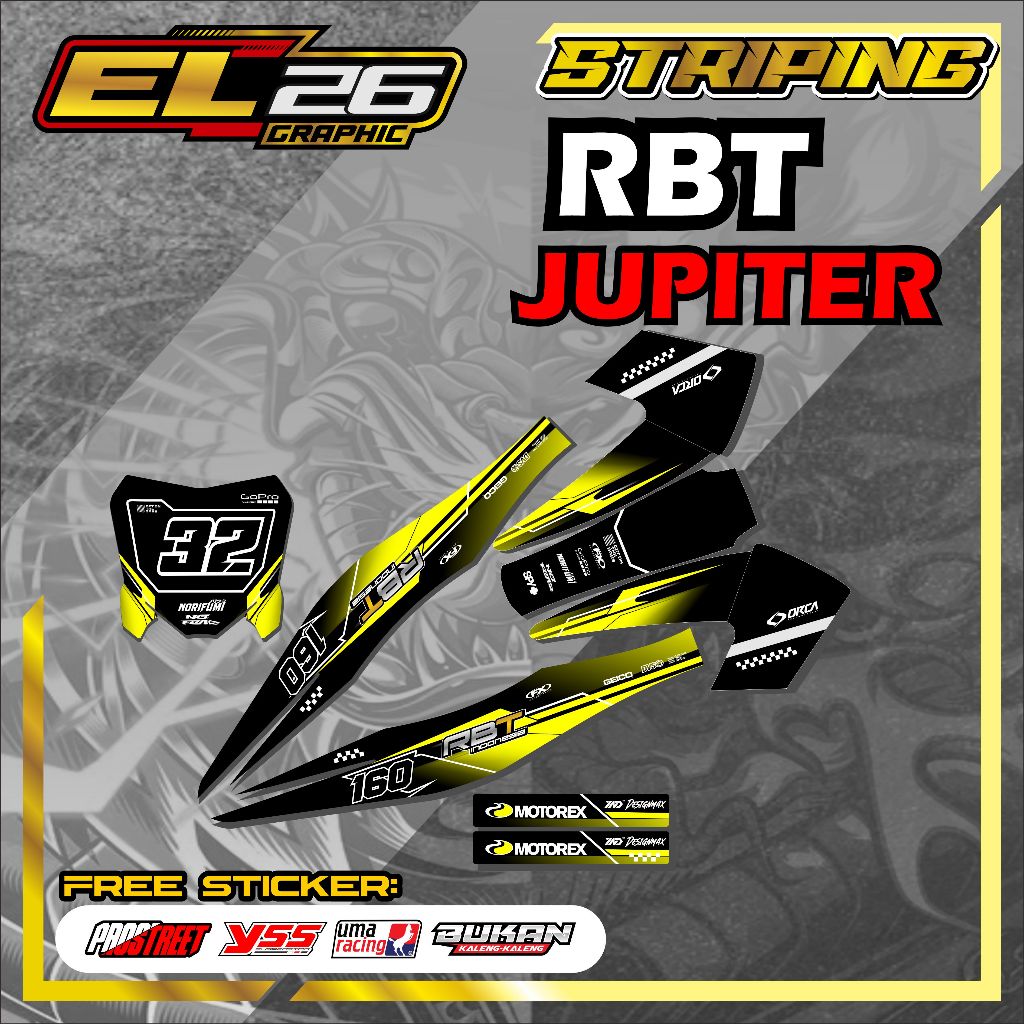542  STRIPING STICKER RBT JUPITER - STICKER RBT JUPITER MOTIF RACING