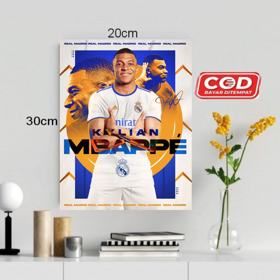 HIASAN DINDING KYLIAN MBAPPE REAL MADRID/POSTER KAYU MBAPPE REAL MADRID/POSTER REAL MADRID
