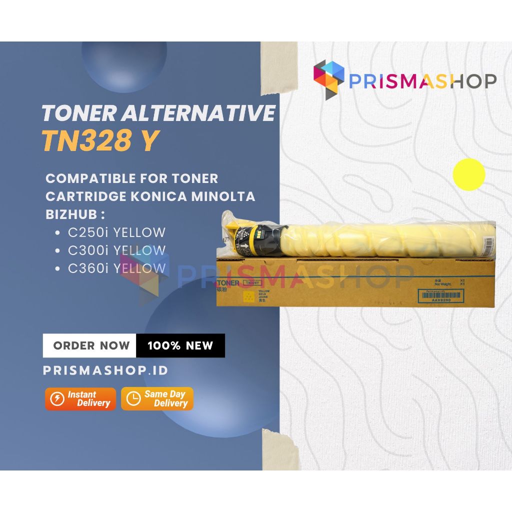 Toner compatible TN328 alternatif for cartridge KONICA MINOLTA BIZHUB C250 C300 C350  YELLOW