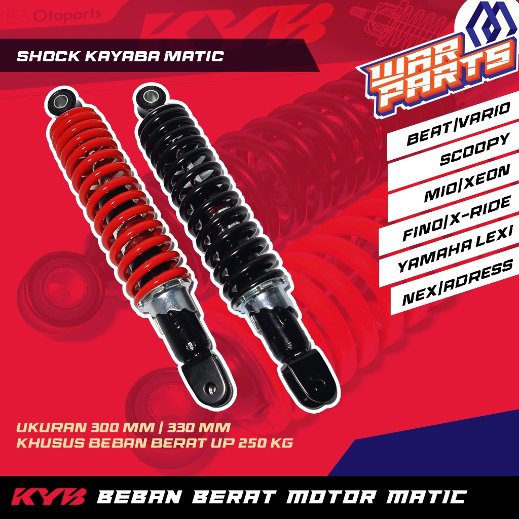 SHOCK KAYABA BEBAN BERAT UKURAN 300 / 330 MM UNTUK MOTOR MATIC BEAT VARIO SCOOPY MIO XEON FINO X-RID