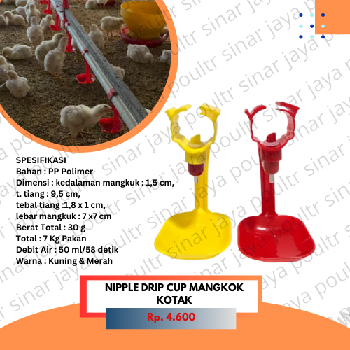 nipple drip cup red yellow / tempat minum ayam otomatis / nepel nipel niple / nipple A9