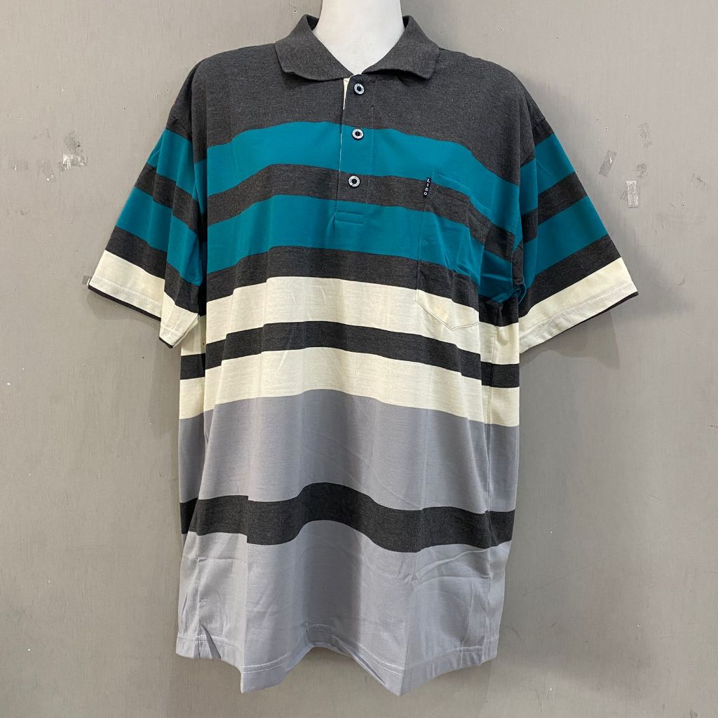 KAOS POLO PRIA LISO BIG  SIZE SALUR MOTIF 5 LENGAN PENDEK 3801