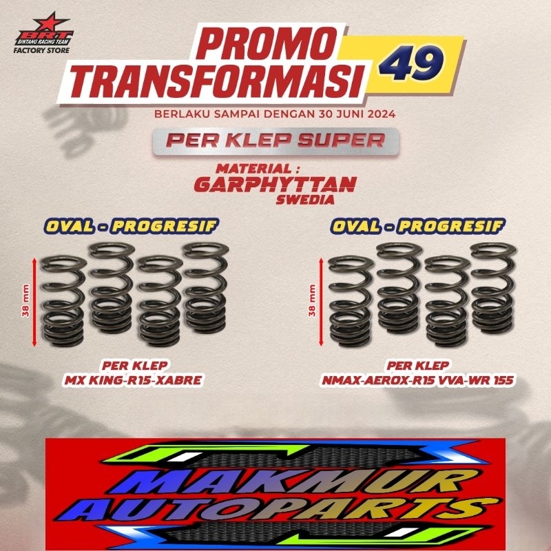 Per Klep Super Oval BRT Spring Valve Nmax Mx Aerox R15 VVA WR155 Mx King R15 Old Xabre Satria FU FI 