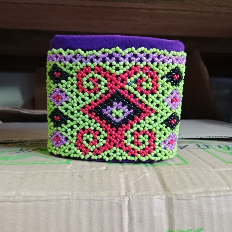 tas serut manik ukuran kecil - tas tote bag manik - tas kadut manik motif dayak ukuran kecil warna k