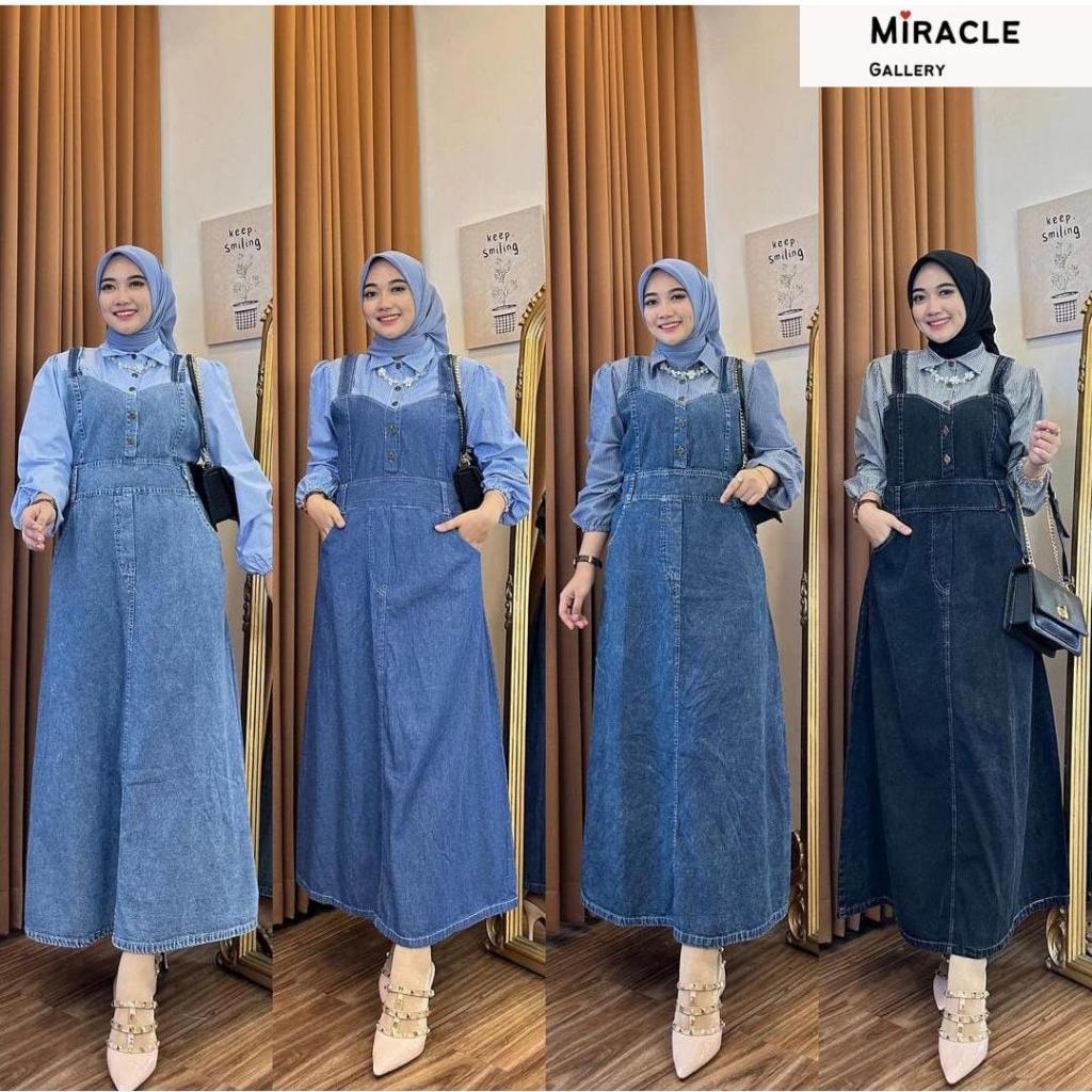 GIO MAXY DRESS BAHAN JEANS KOMBINASI KATUN SALUR PREMIUM